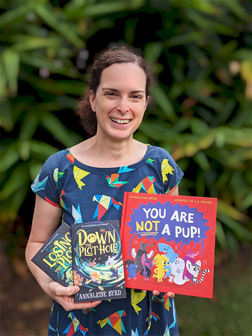 Annaleise Byrd with books