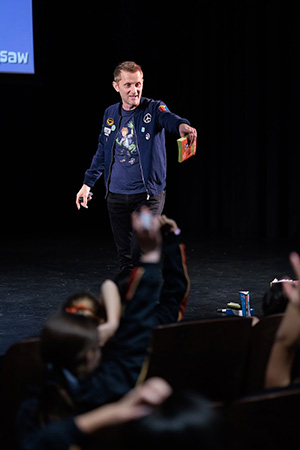 Mick Elliott on stage low