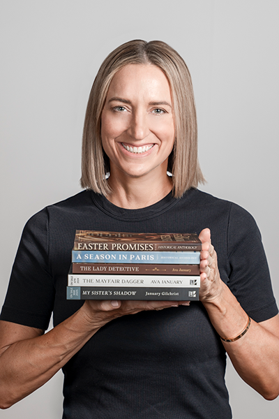 headshot with books